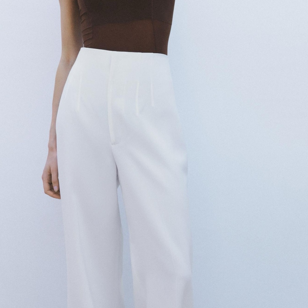 Zara Brown and White Wide pants